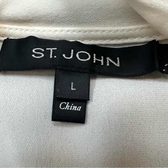 St. John Bow-tie Silk Sleeveless Blouse Shirt Top Quiet Luxury Designer LARGE - Picture 8 of 12